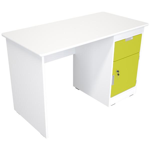 Schreibtisch Quadro mit Schublade und Tür, weiss - limone