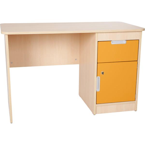 Schreibtisch Quadro mit Schublade und Tür - orange