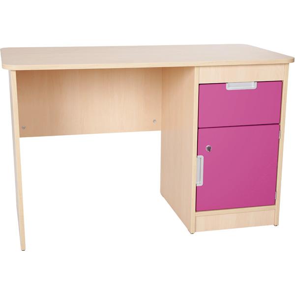 Schreibtisch Quadro mit Schublade und Tür - magenta