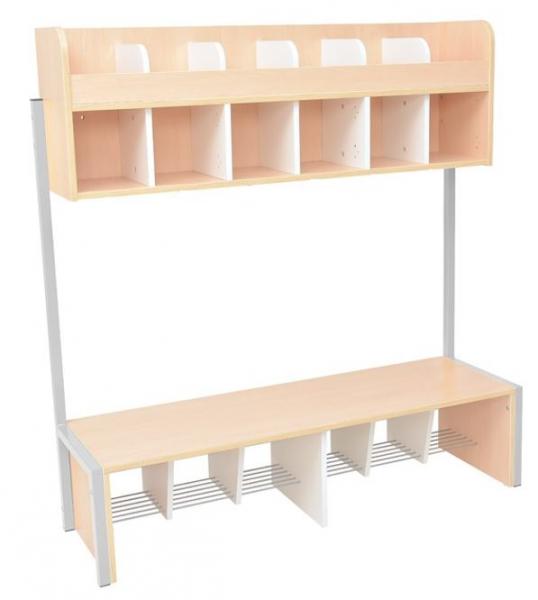 Garderobe Quadro 6 mit Gestell, Sitzhöhe 34 cm, Ahorn