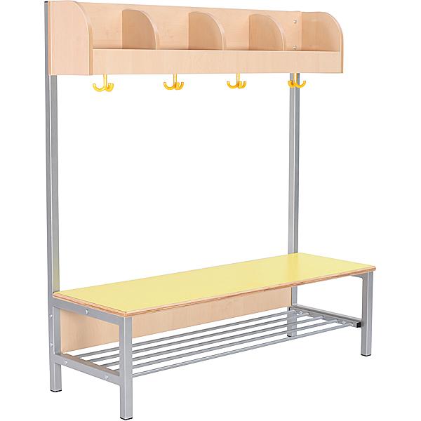 Garderobe Flexi 4 mit Gestell, Sitzhöhe: 35 cm, Fachbreite 28 cm, gelb
