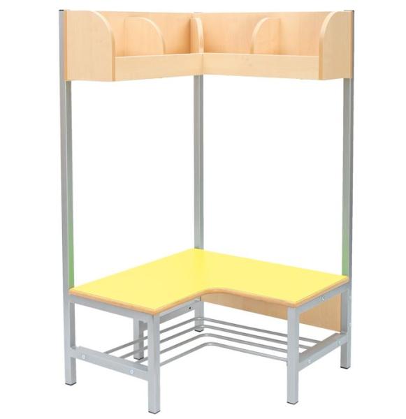 Eckgarderobe Flexi 4 mit Gestell, Sitzhöhe: 26 cm, gelb