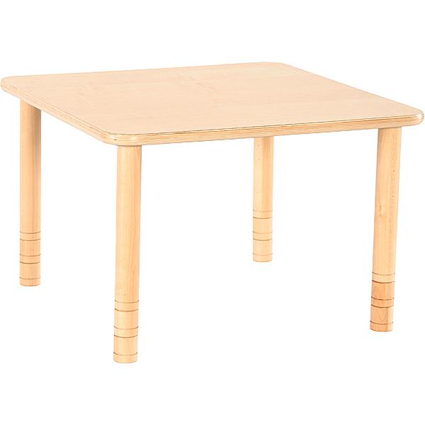 Quadratischer Tisch Flexi, höhenverstellbar 40-58 cm, Buche