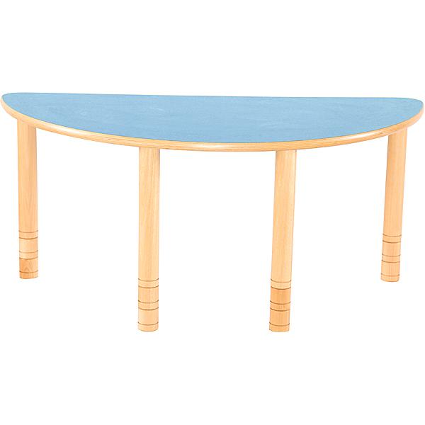 Halbrunder Tisch Flexi, höhenverstellbar 40-58 cm, blau