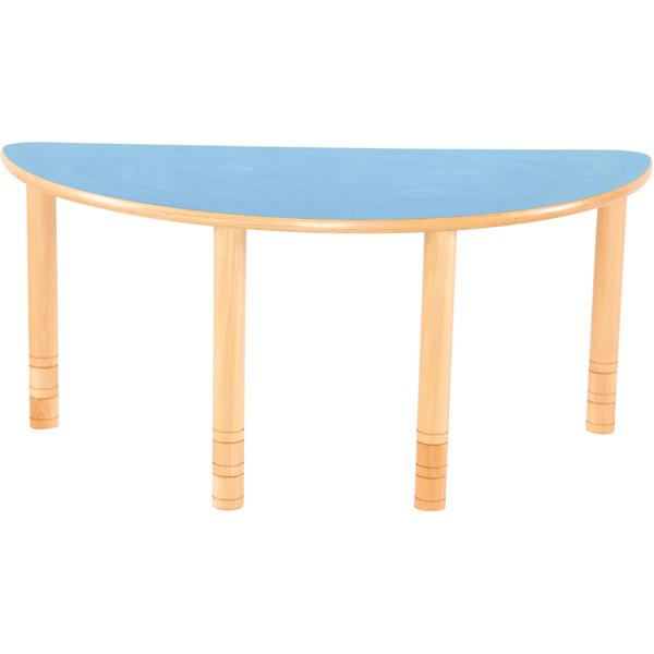 Halbrunder Tisch Flexi, Höhenverstellbar 58-76 cm - blau