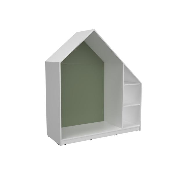 Quadro - Häuschen mit 2 Einlegeböden, weiss - dunkeloliv