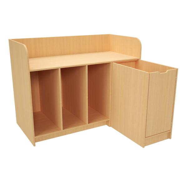 Grosse Wickelkommode B 150 mit Treppe, Birke