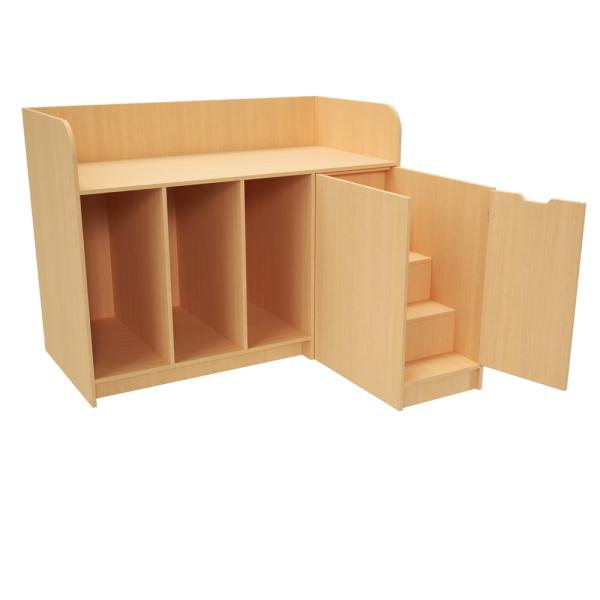 Grosse Wickelkommode B 150 mit Treppe, Birke