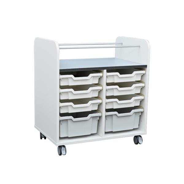 Quadro Materialwagen mit Fächern für Behälter, weiss