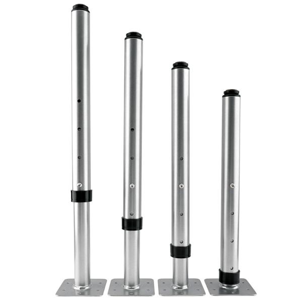 Flexi Metallbeine rund, hvstb., 4 Stck., alufarben, hvstb. TH 58-76 cm