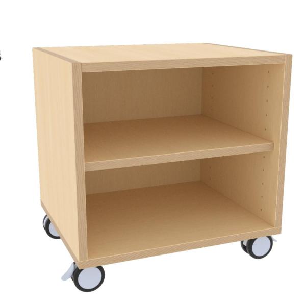 Echtholz Regal S, B 47 cm, auf Rollen