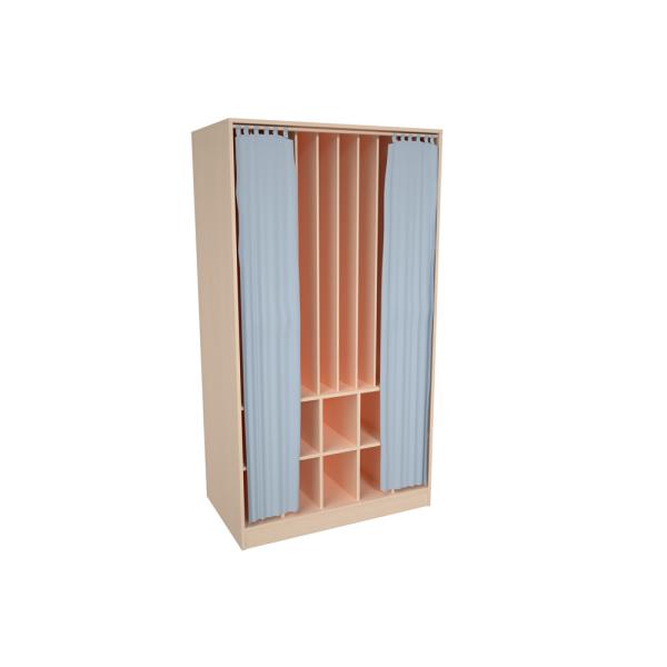 Kombischrank für 10 Matten und Decken, mit Vorhang, grau