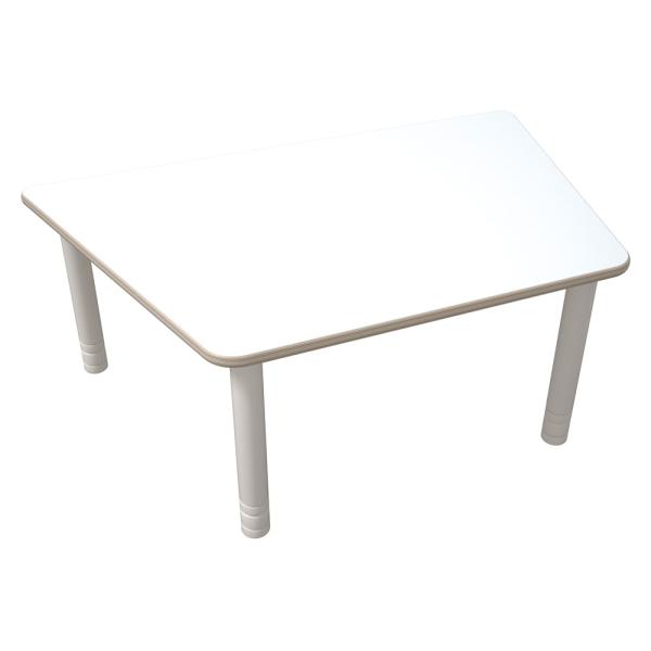 Flexi Trapezförmiger Tisch, 120 x 80 x 80 x 80, hvstb. 40-58 cm, HPL weiss