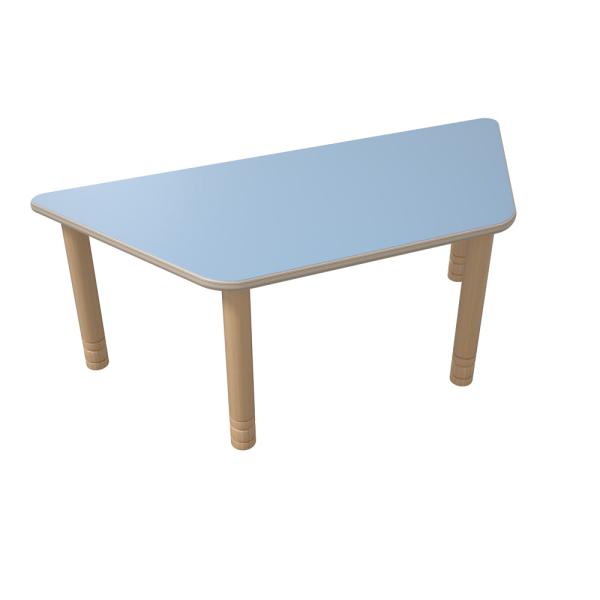 Flexi Trapezförmiger Tisch, 120 x 60 x 70 x 60, hvstb. 40-58 cm, HPL hellblau