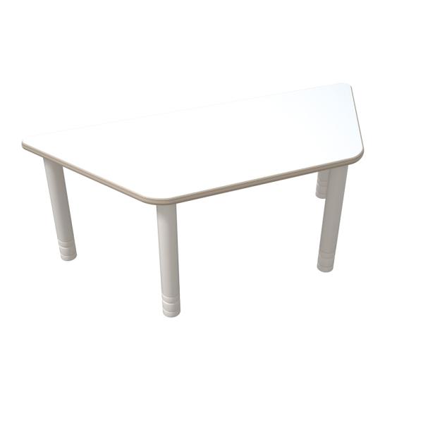 Flexi Trapezförmiger Tisch, 120 x 60 x 70 x 60, hvstb. 40-58 cm, HPL weiss