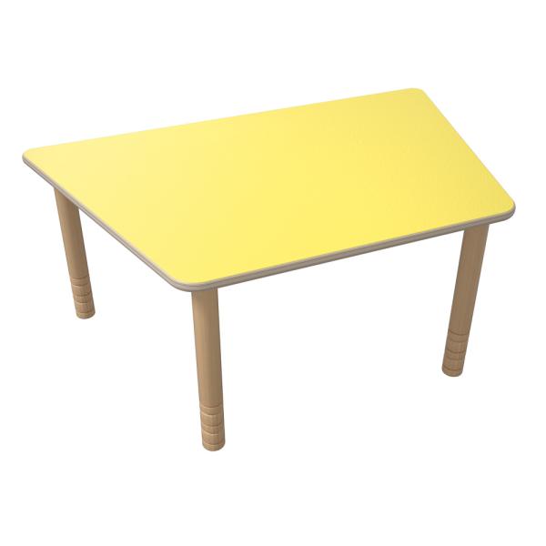 Flexi Trapezförmiger Tisch, 120 x 80 x 80 x 80, hvstb. 58-76 cm, HPL gelb