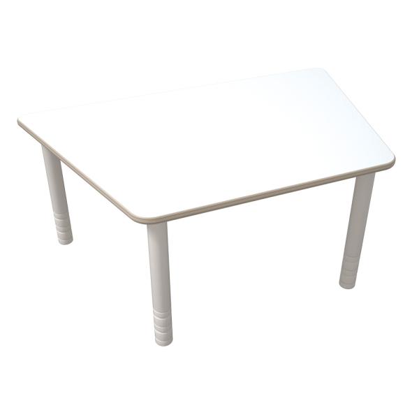 Flexi Trapezförmiger Tisch, 120 x 80 x 80 x 80, hvstb. 58-76 cm, HPL weiss