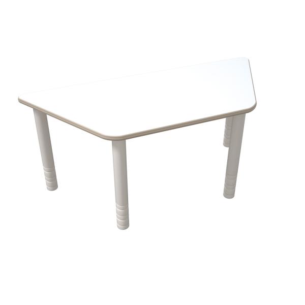 Flexi Trapezförmiger Tisch, 120 x 60 x 70 x 60, hvstb. 58-76 cm, HPL weiss