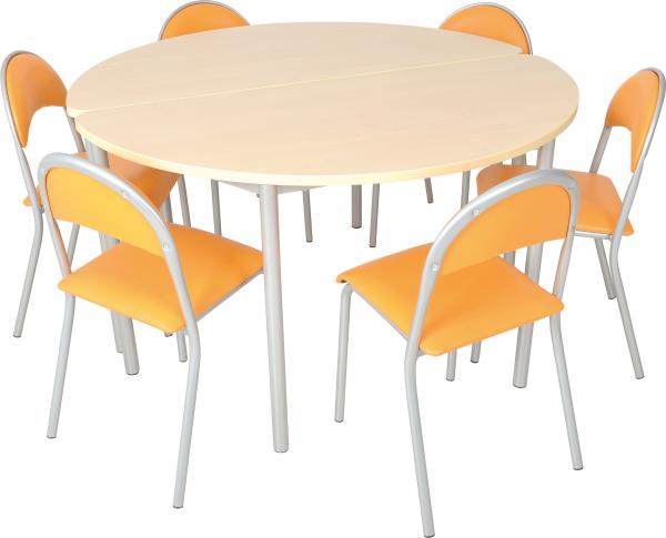 MILA Tisch 6, halbrund, Diagonale 140, Tischhöhe 76 cm - Birke