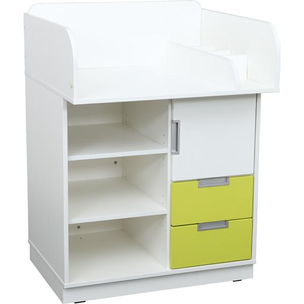 Wickelkommode Quadro, weiss, Fronten limone-weiss