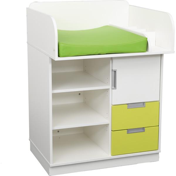 Wickelkommode Quadro, weiss, Fronten limone-weiss