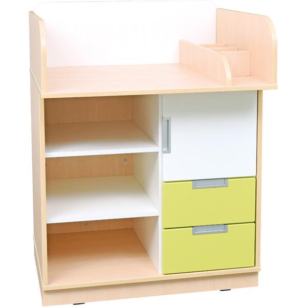 Wickelkommode Quadro, Ahorn, Fronten limone-weiss