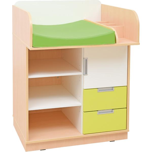 Wickelkommode Quadro, Ahorn, Fronten limone-weiss