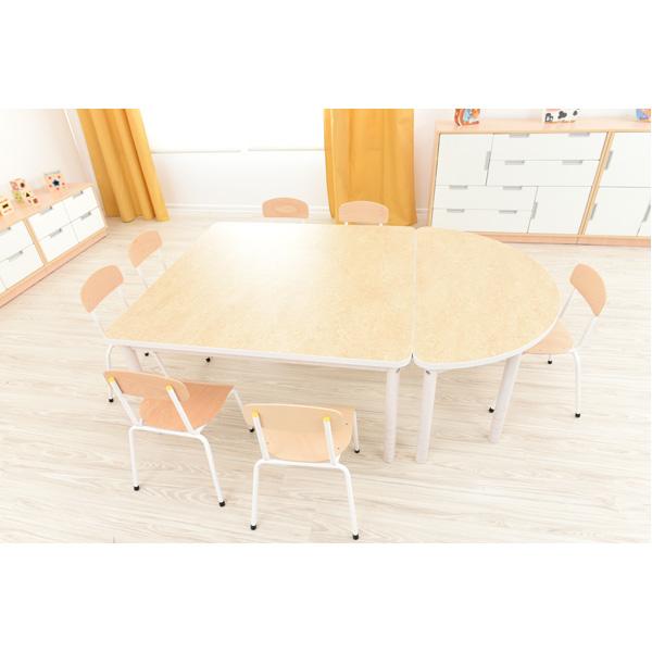 Flüstertischplatte PLUS, halbrund, Diagonale 120 cm - beige