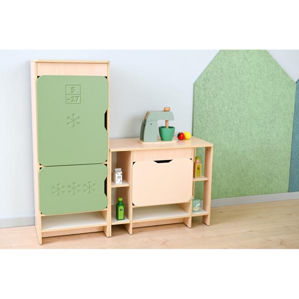 Küche Quadro - Kühlschrank, Ahorn Jylland - blassgrün