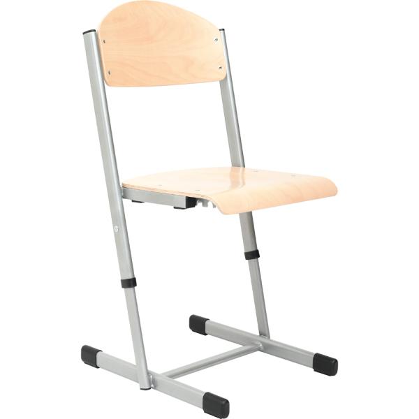 Schüler-Kufenstuhl T, hvstb. 4-6, SH 38-46 cm - alufarben - Buche