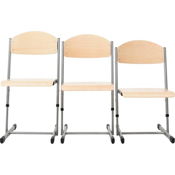 Schüler-Kufenstuhl T, hvstb. 4-6, SH 38-46 cm - alufarben - Buche