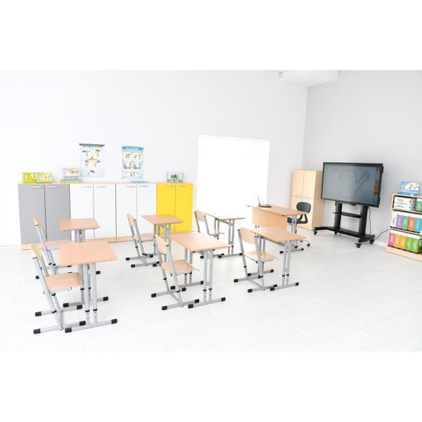 Schüler-Kufenstuhl T, hvstb. 4-6, SH 38-46 cm - alufarben - Buche