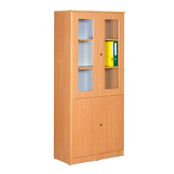 EXPO Schrank 185 mit Glasvitrine, Holzrahmen - Buche