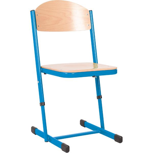 Stuhl TS, höhenverstellbar 3-4, Sitzhöhe 35-38 cm, für Tischhöhe 58-64 cm - blau - Buche