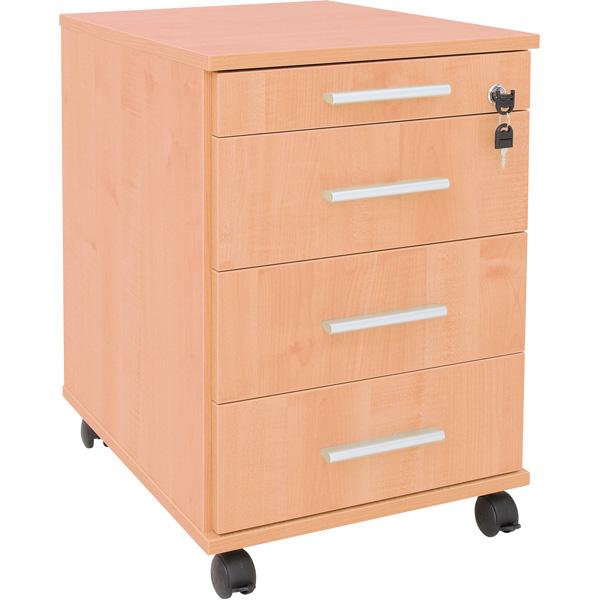 Rollcontainer mit 4 Schüben, Buche