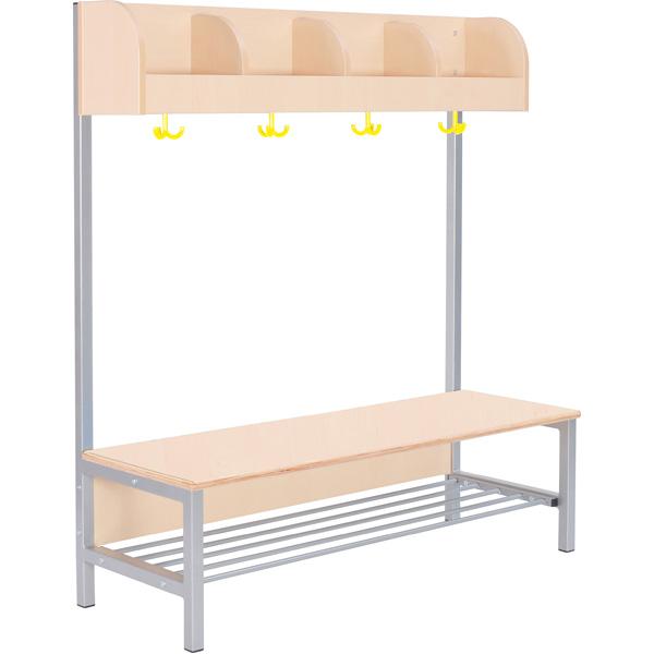 Garderobe Flexi 4 mit Gestell, Fachbreite: 28 cm, Sitzhöhe: 26 cm, Ahorn