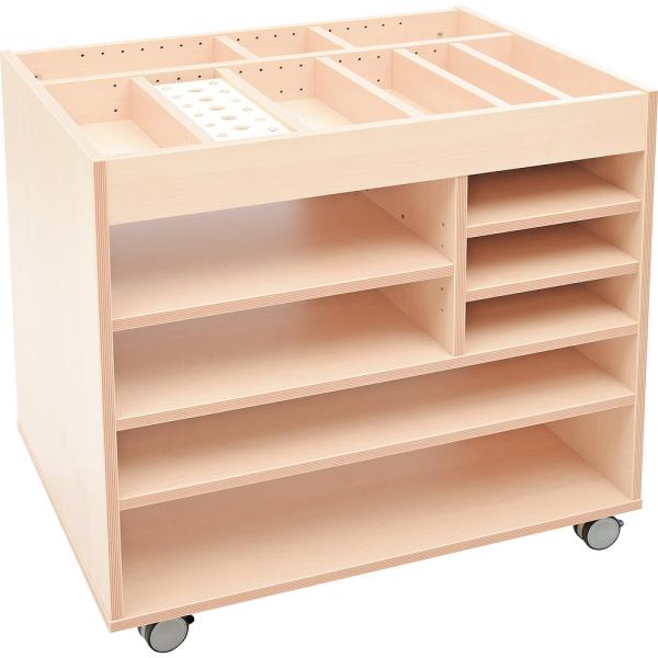 Regal für Bastelutensilien, auf Rollen, Ahorn