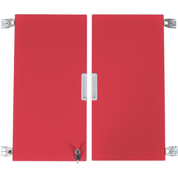 Quadro - Türenpaar mittelgross, 180°, abschliessbar, zur Korpusbefestigung - rot