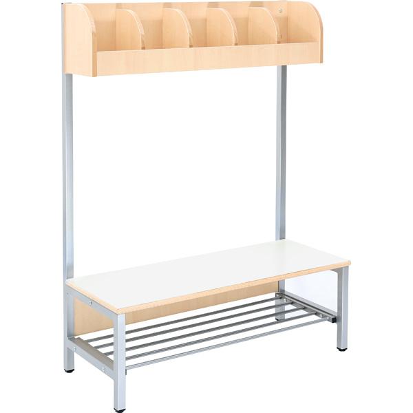 Garderobe Flexi 5 mit Gestell, Sitzhöhe: 35 cm, Fachbreite: 18 cm, weiss