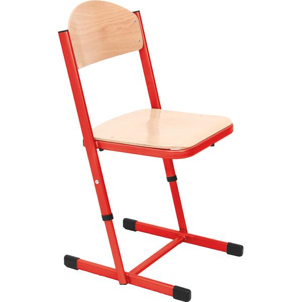 Stuhl TS, höhenverstellbar 6-7, Sitzhöhe 46-51 cm, für Tischhöhe 76-82 cm - rot - Buche