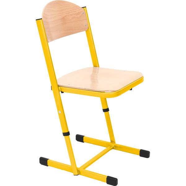 Stuhl TS, höhenverstellbar 6-7, Sitzhöhe 46-51 cm, für Tischhöhe 76-82 cm - gelb - Buche