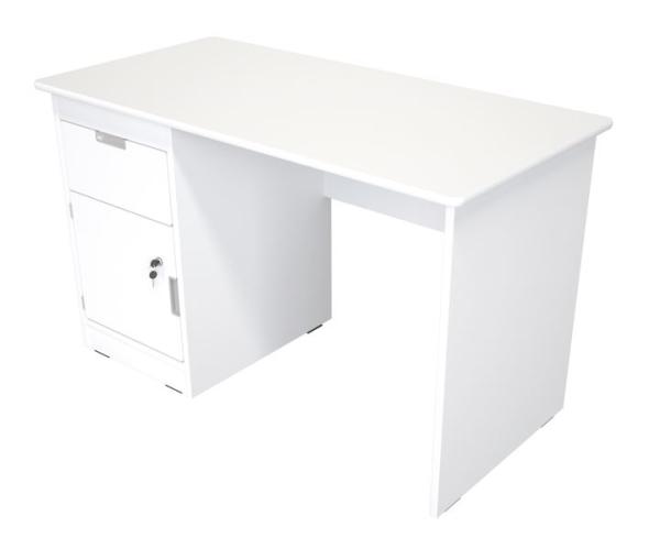Schreibtisch Quadro mit Schublade und Tür links, weiss - weiss