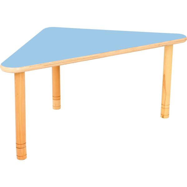 Dreieckiger Tisch Flexi, Höhenverstellbar 58-76 cm, hellblau