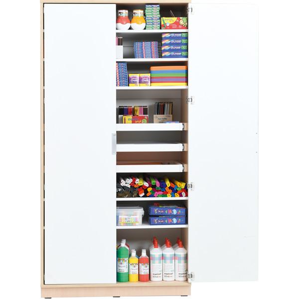 Quadro Hochschrank, H 199, mit ausziehbaren Böden, Türen weiss