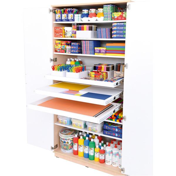 Quadro Hochschrank, H 199, mit ausziehbaren Böden, Türen weiss