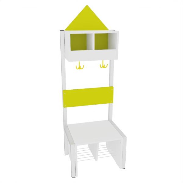 Garderobe Häuschen 2 mit Gestell, Fachbreite: 21 cm, Sitzhöhe: 34,5 cm, weiss, limone