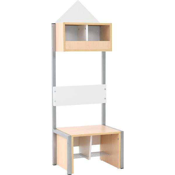 Garderobe Häuschen 2 mit Gestell, Fachbreite: 30 cm, Sitzhöhe: 34,5 cm, Ahorn, weiss