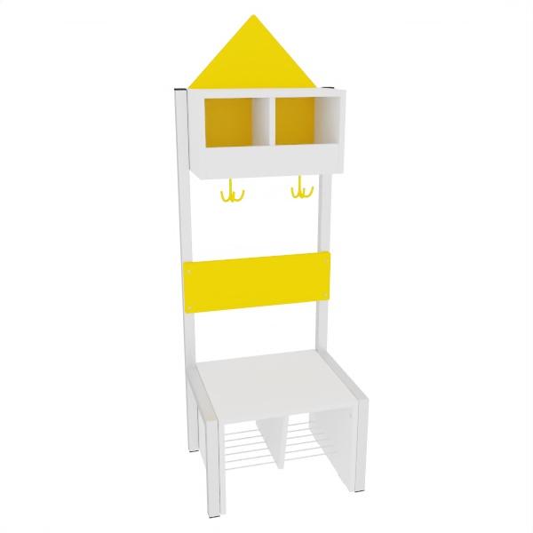 Garderobe Häuschen 2 mit Gestell, Fachbreite: 30 cm, Sitzhöhe: 34,5 cm, weiss, gelb
