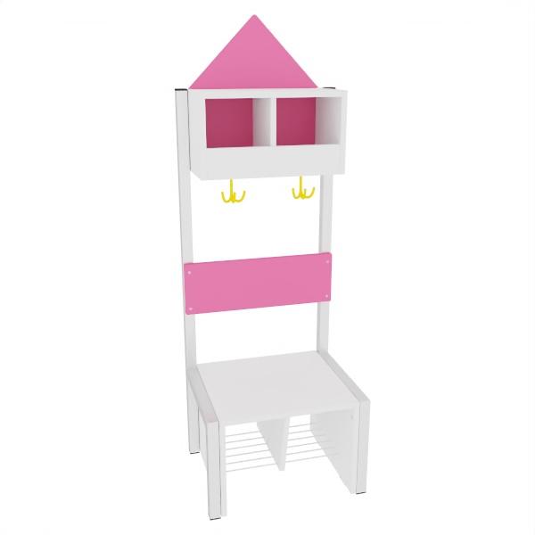 Garderobe Häuschen 2 mit Gestell, Fachbreite: 30 cm, Sitzhöhe: 34,5 cm, weiss, flieder
