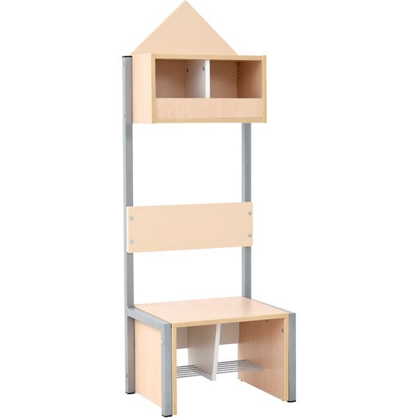 Garderobe Häuschen 2 mit Gestell, Fachbreite: 30 cm, Sitzhöhe: 34,5 cm, Ahorn, beige